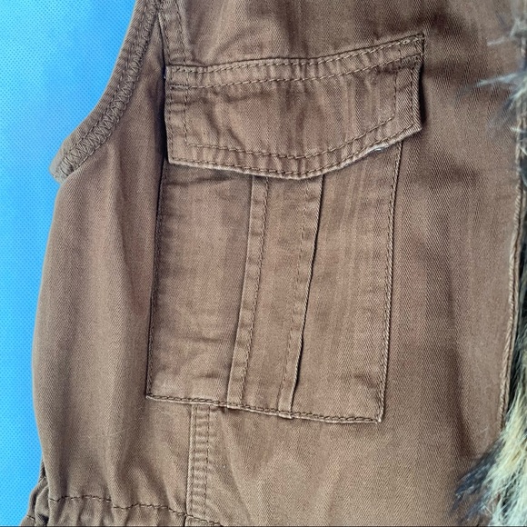 Hei Hei ANTHROPOLOGIE Womens Cargo VEST Faux FUR Removable Collar Size XS Brown - Picture 13 of 13
